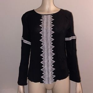 Black and White Embroidered Blouse